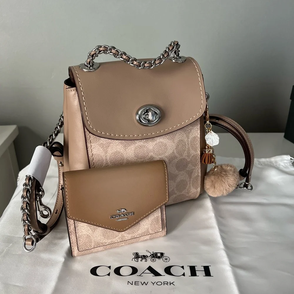 Coach Parker Convertible Backpack 16 In Signature and Matching Wallet - Picture 2 of 11